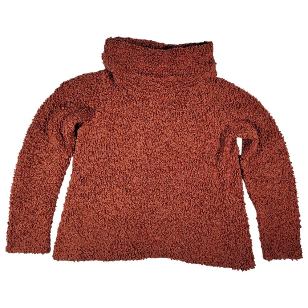 Pink Rose Popcorn Chunky Knit Turtleneck Sweater Small Rust Cozy Soft Pullover
